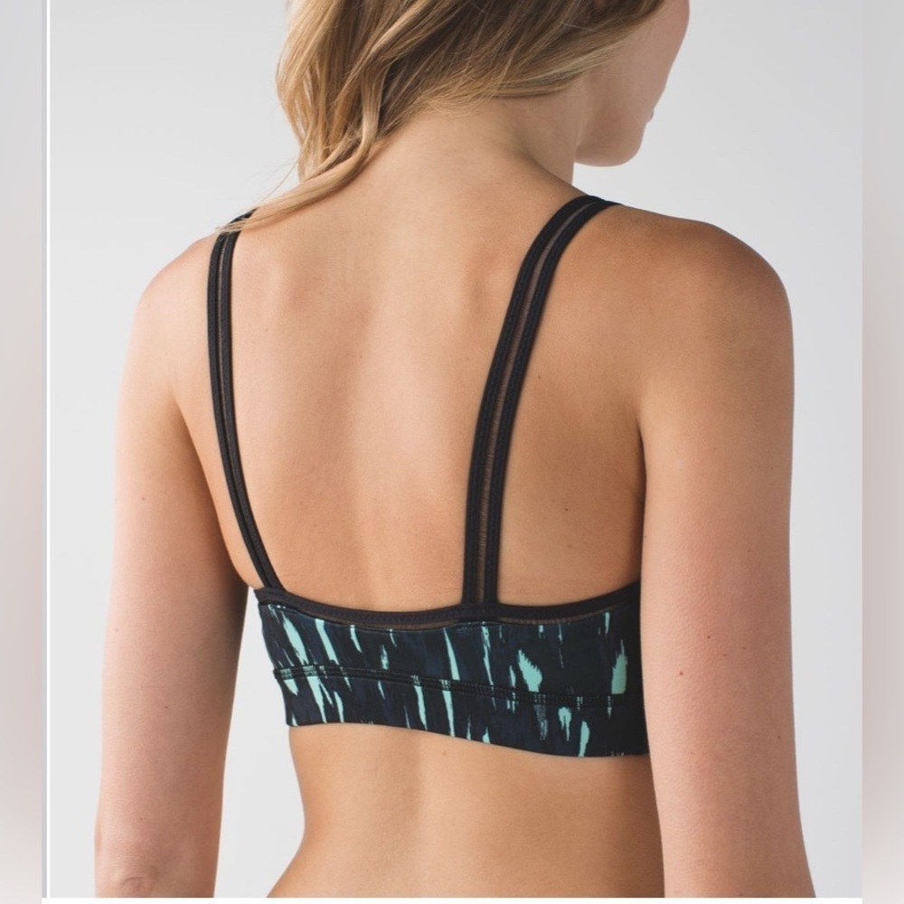 Lululemon Straight Up Bra Painted Animal Menthol Black Size 6 - Picture 2 of 5